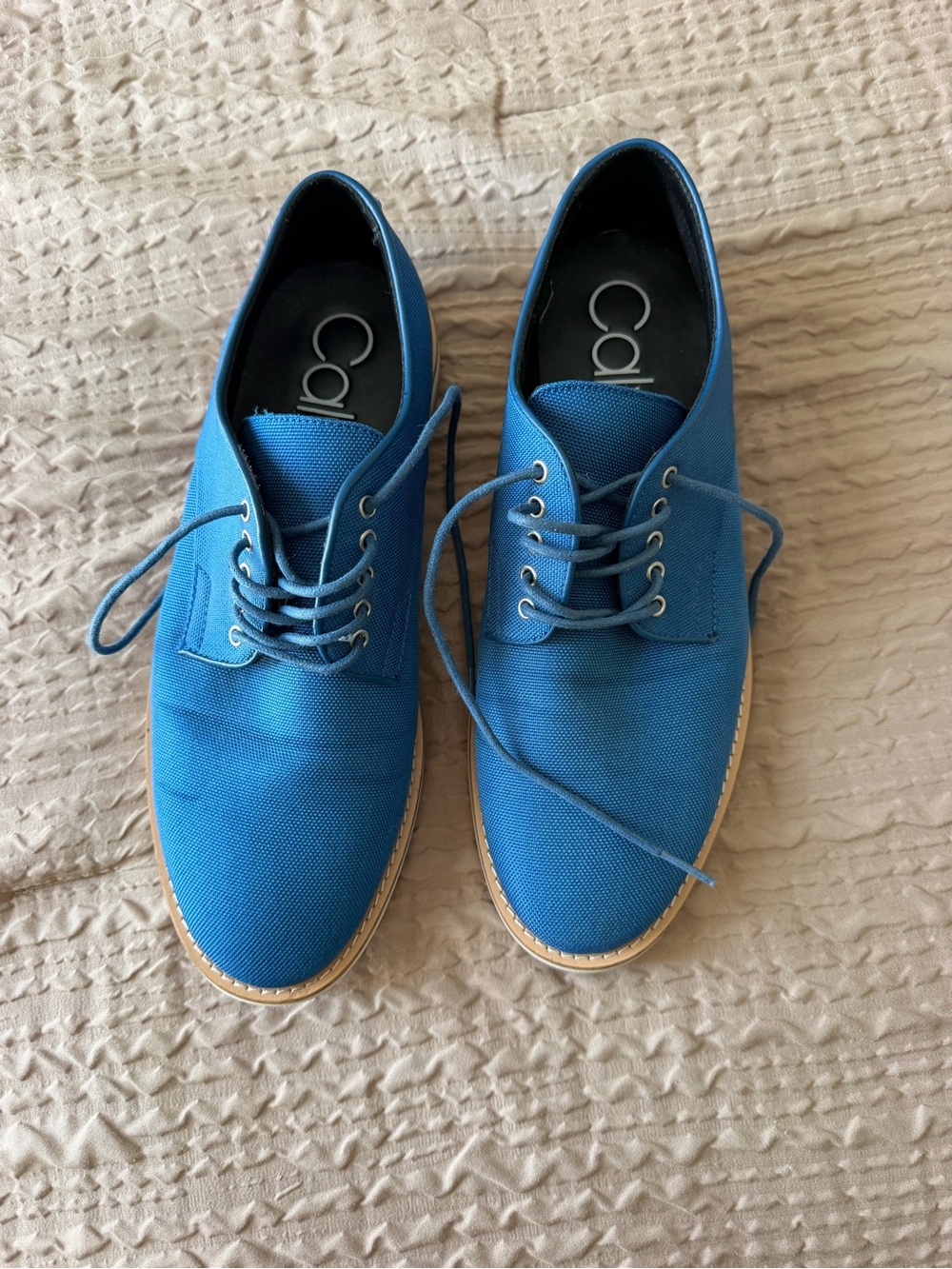 Calvin Klein Men's Electric Blue Canvas Derby Shoes